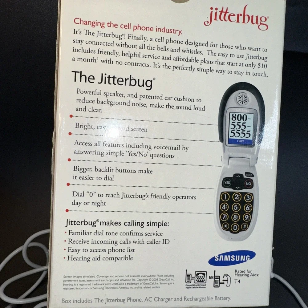Samsung Jitterbug Dial SPH-A120 - White Flip Phone W/ 2 Chargers+ Manual + Box